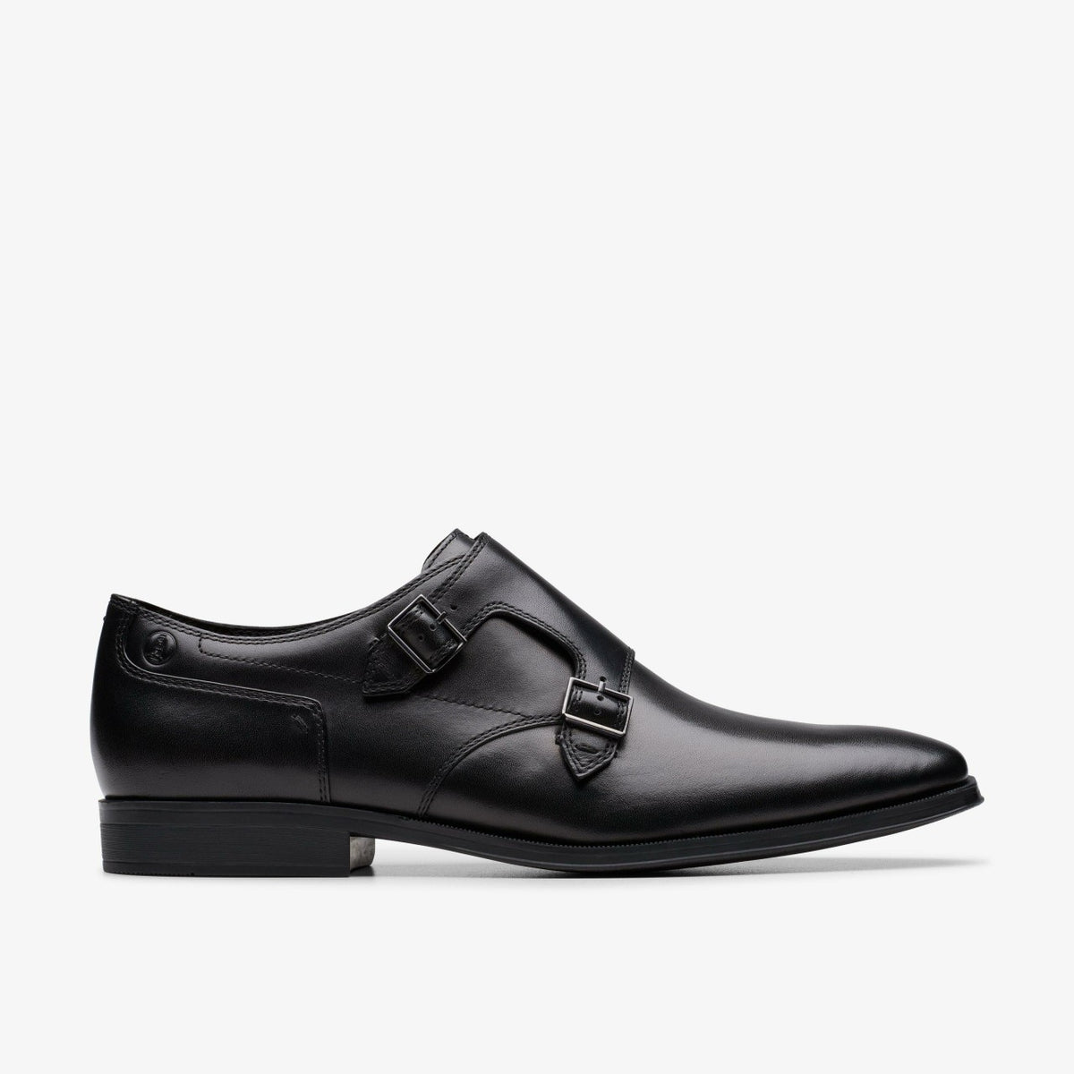 Clarks Men Paulton Monk Black Leather