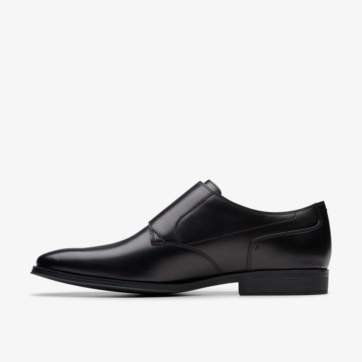 Clarks Men Paulton Monk Black Leather