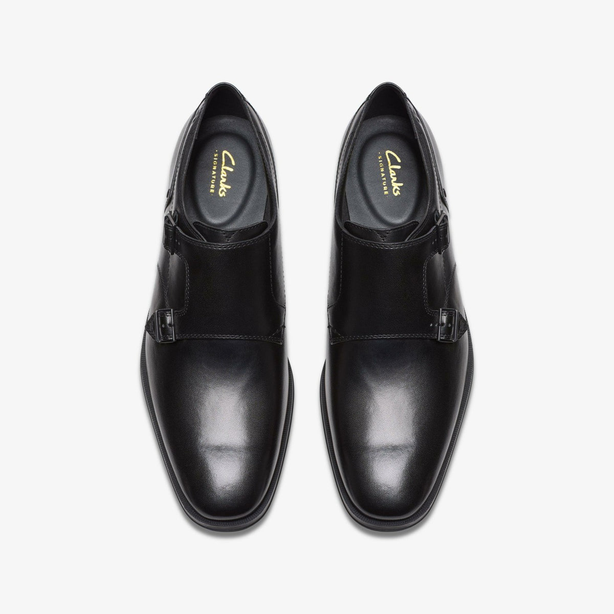 Clarks Men Paulton Monk Black Leather