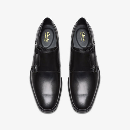 Clarks Men Paulton Monk Black Leather