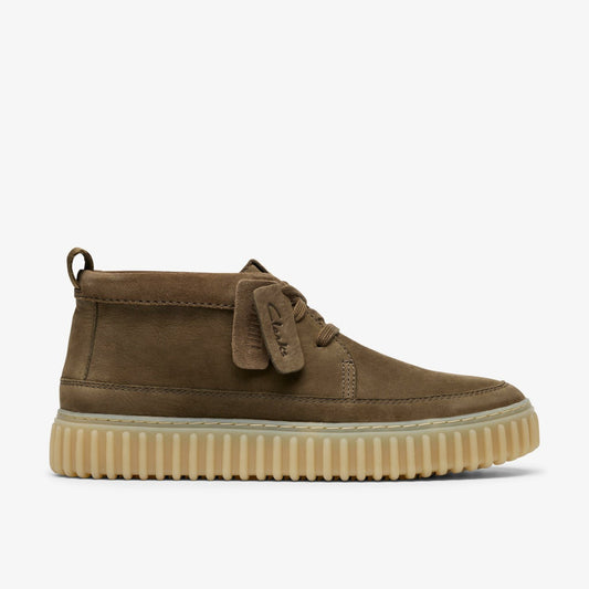 Clarks Men Torhill Lace Hi Khaki Nubuck