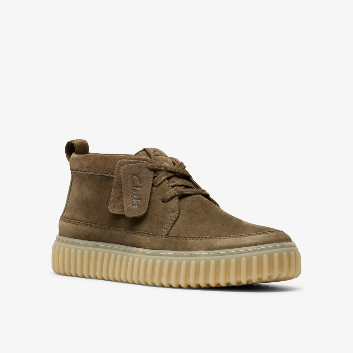 Clarks Men Torhill Lace Hi Khaki Nubuck