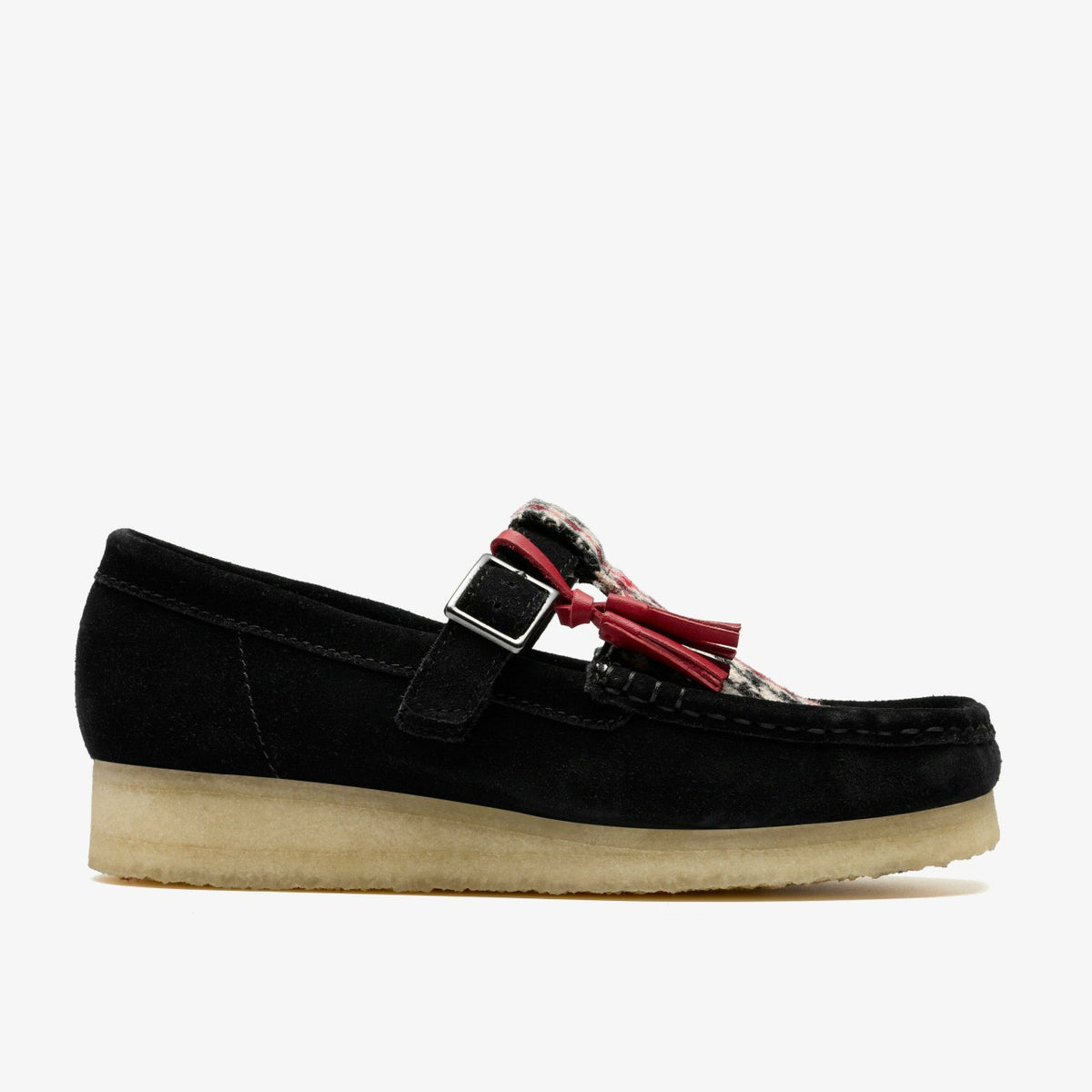 Clarks Women Wallabee T Bar Black Tweed Combination