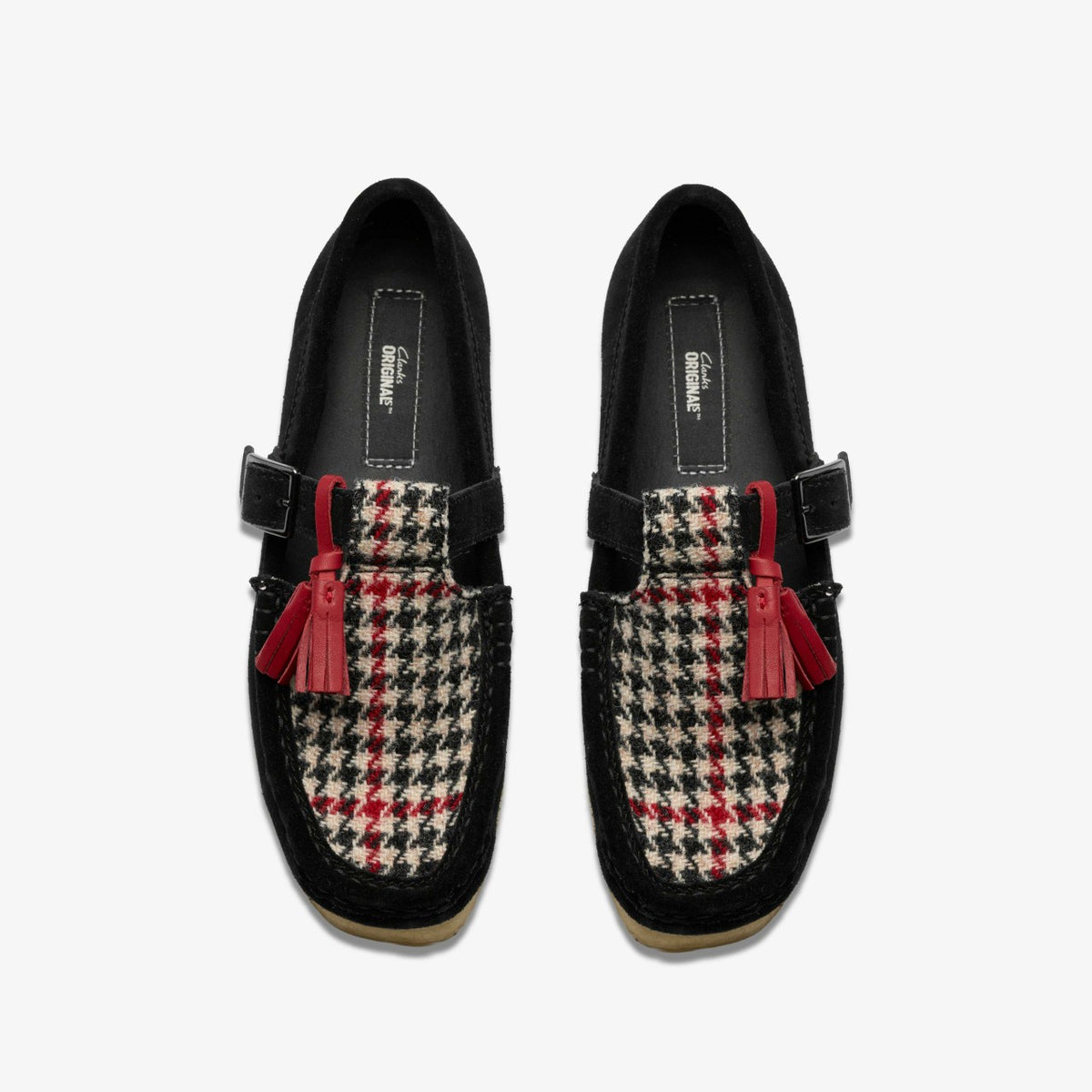 Clarks Women Wallabee T Bar Black Tweed Combination