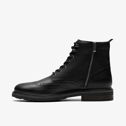 Clarks Men Newford Lace Boot Black Leather