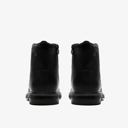 Clarks Men Newford Lace Boot Black Leather
