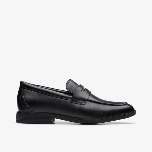 Clarks Kids Jonwin Craft Youth Black Leather