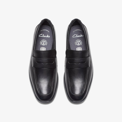 Clarks Kids Jonwin Craft Youth Black Leather