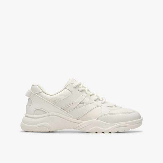 Clarks Kids Feather Pace Older White