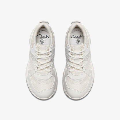 Clarks Kids Feather Pace Older White