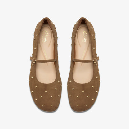 Clarks Women Livia Stud Walnut Suede