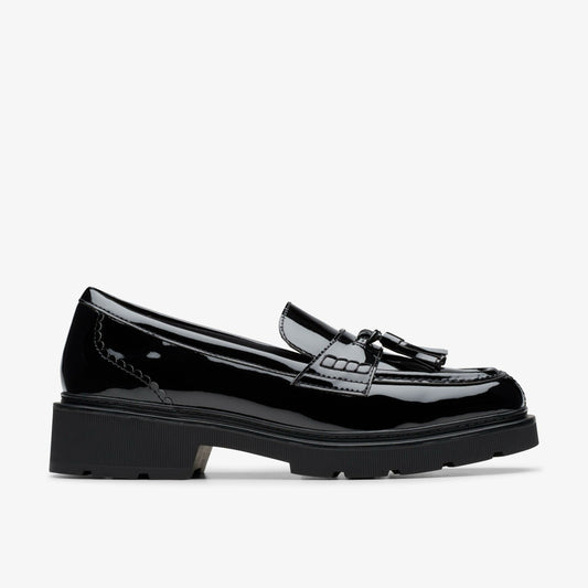 Clarks Women Lauryl Tassel Black Patent
