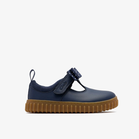 Clarks Kids Cove Bow Toddler Navy Leather