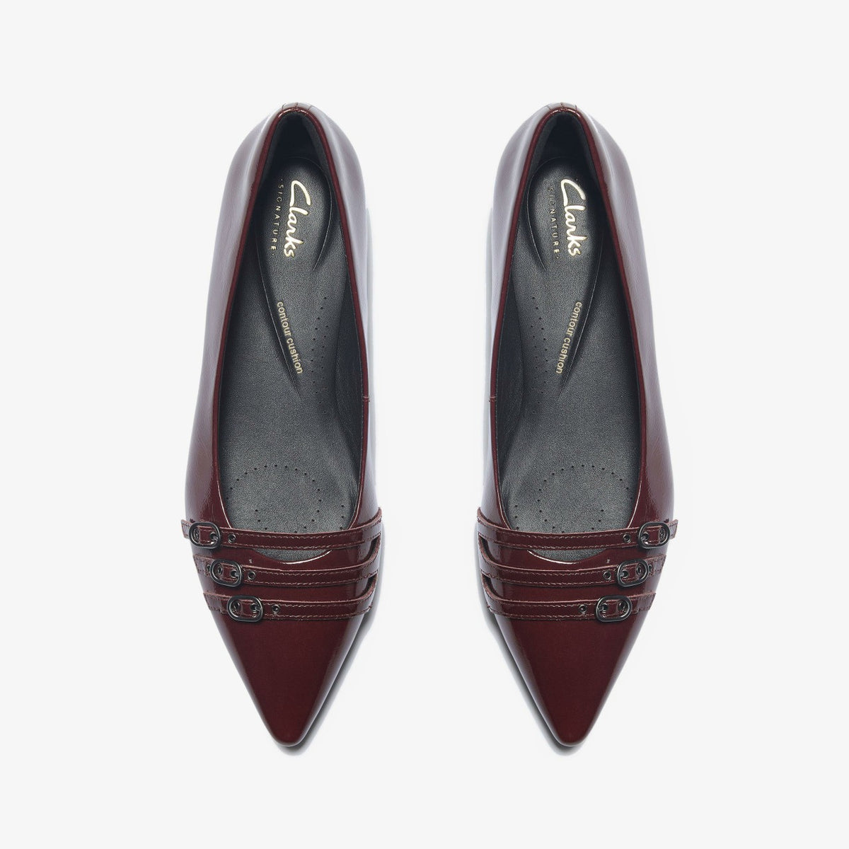 Clarks Women Sensa 15 Strap Burgundy Patent