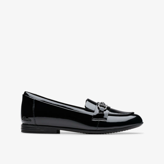 Clarks Kids Finja Loafer Older Black Patent