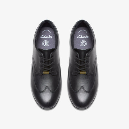 Clarks Kids Finja Wing Youth Black Leather