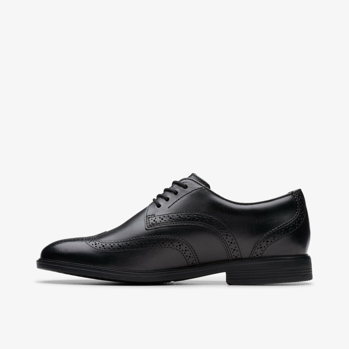 Clarks Kids Jonwin Wing Youth Black Leather