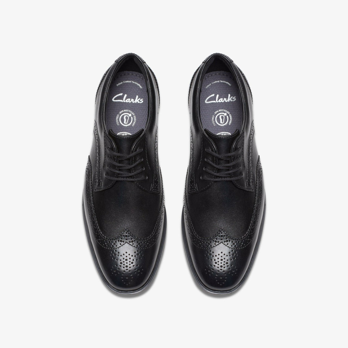Clarks Kids Jonwin Wing Youth Black Leather
