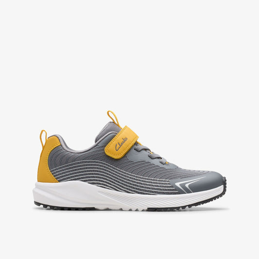 Clarks Kids Deyes Dash Kid Grey Synthetic