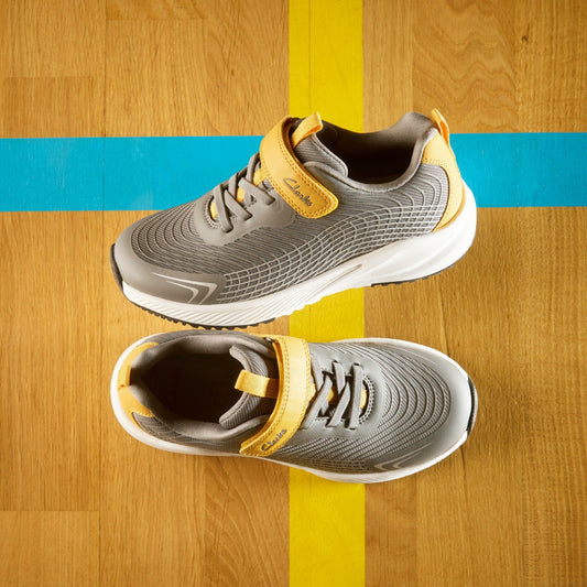 Clarks Kids Deyes Dash Kid Grey Synthetic