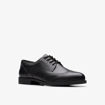 Clarks Kids Tapa Pure Youth Black Leather