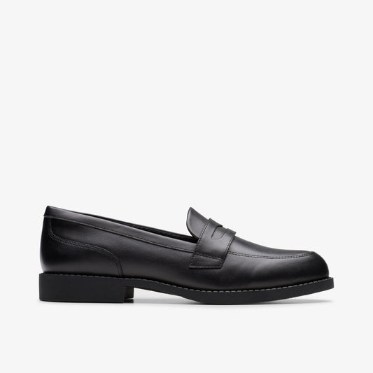 Clarks Kids Tapa Edge Youth Black Leather
