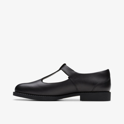 Clarks Kids Tapa Hope Youth Black Leather