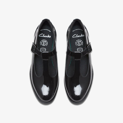 Clarks Kids Tapa Hope Youth Black Patent