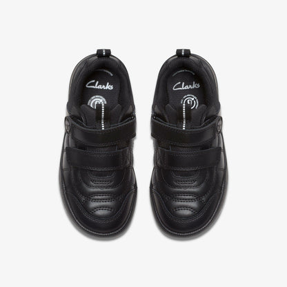 Clarks Kids Laser Cross Kid Black Leather