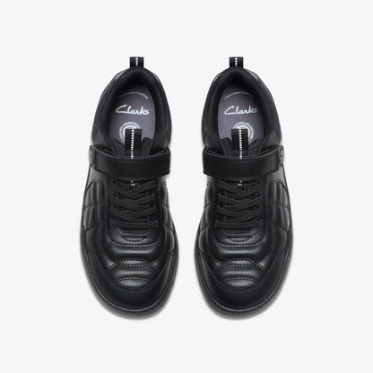Clarks Kids Laser Cross Youth Black Leather