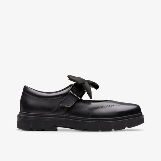 Clarks Kids Lorcam Jane Youth Black Leather