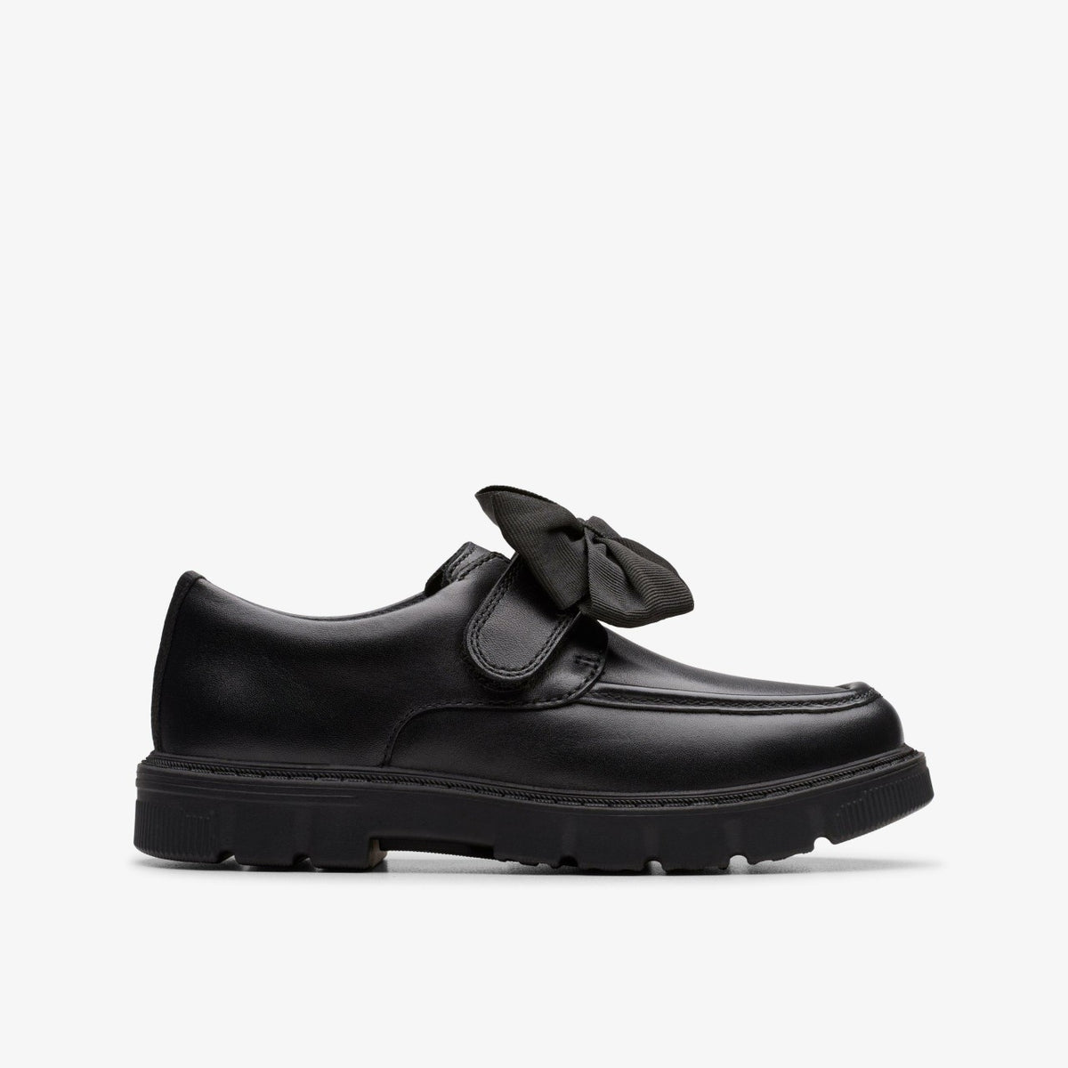 Clarks Kids Lorcam Bow Kid Black Leather