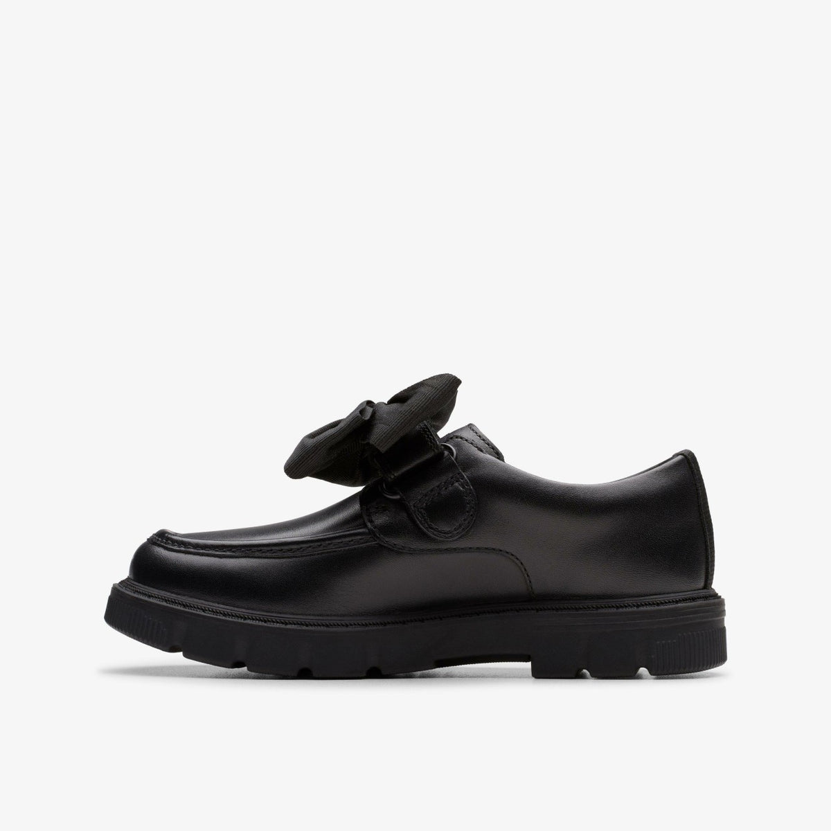 Clarks Kids Lorcam Bow Kid Black Leather