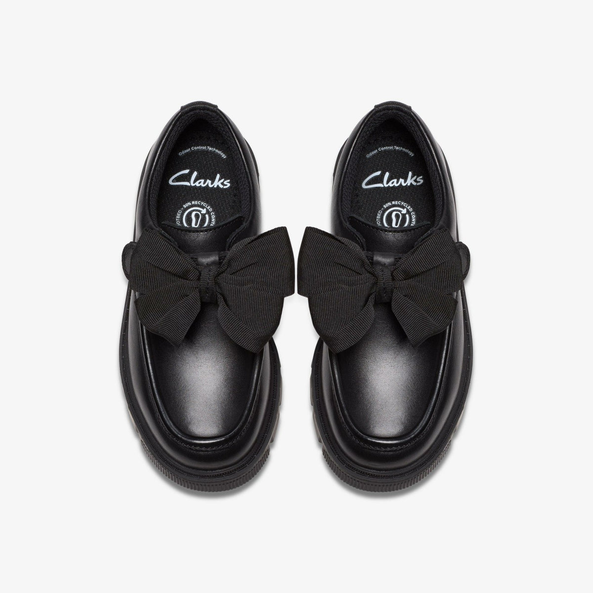 Clarks Kids Lorcam Bow Kid Black Leather
