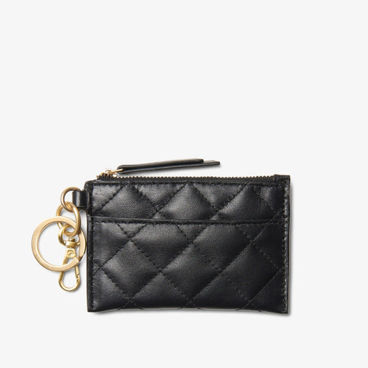 Clarks Women Quilted Card Black Leather