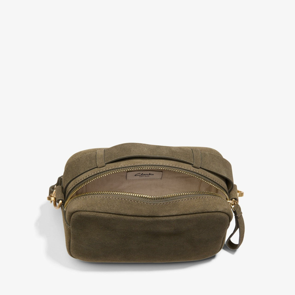 Clarks Women Camera Cross Olive Suede