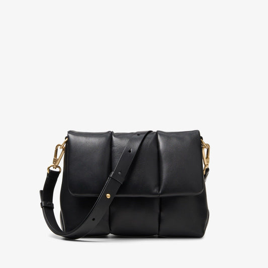 Clarks Women Puffy Crossbody Black Leather