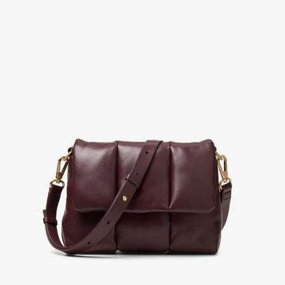 Clarks Women Puffy Crossbody Burgundy Leather