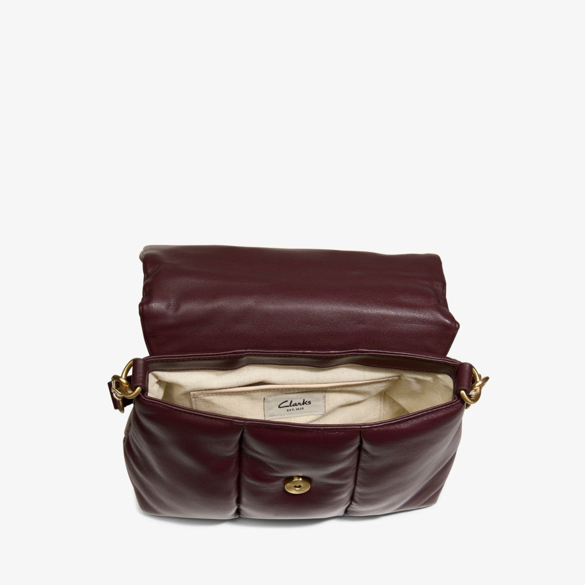 Clarks Women Puffy Crossbody Burgundy Leather
