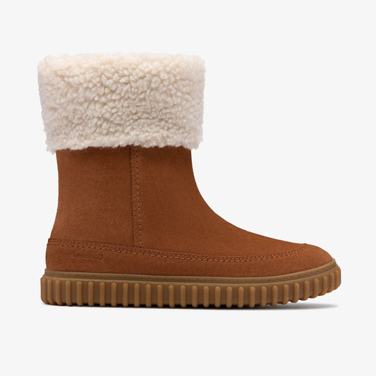 Clarks Kids Cove Snug Kid Tan Suede
