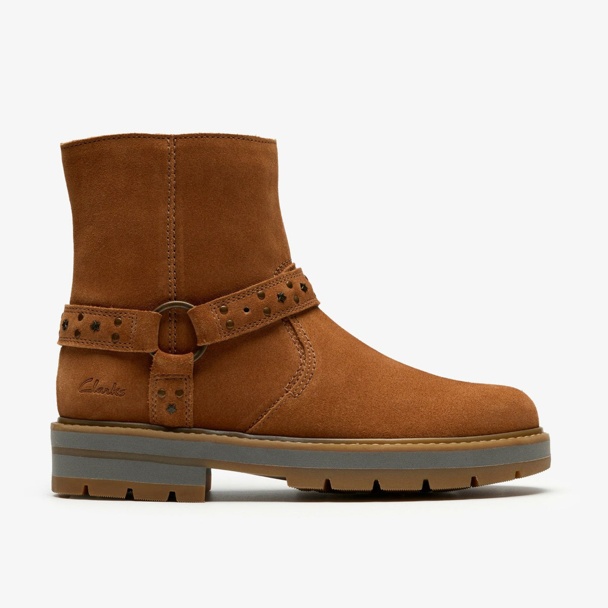 Clarks Kids Prague Shine Kid Tan Suede