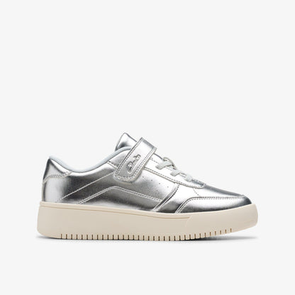 Clarks Kids Barley Step Kid Silver Metallic