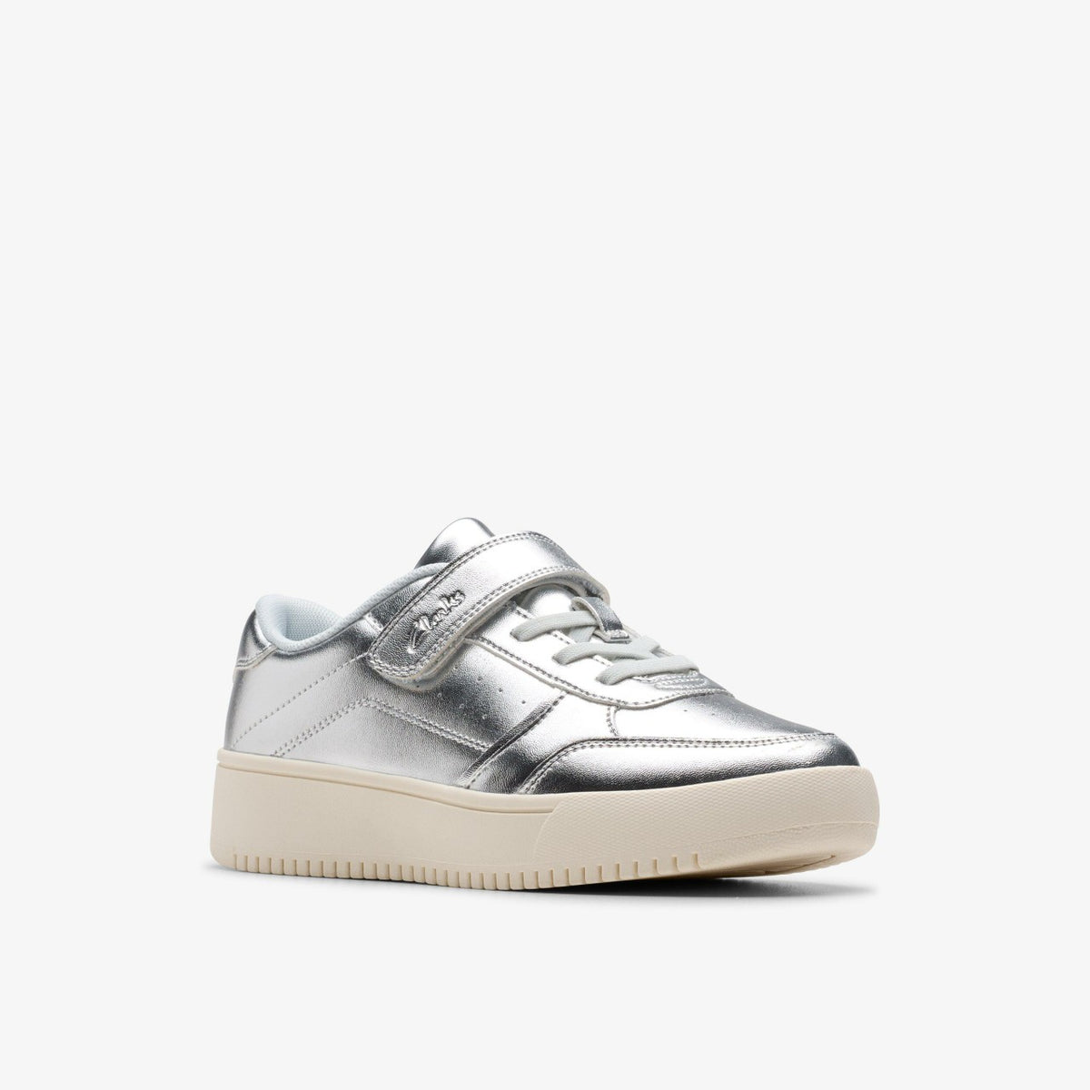 Clarks Kids Barley Step Kid Silver Metallic