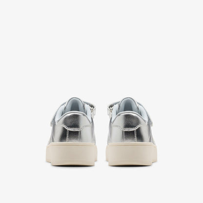 Clarks Kids Barley Step Kid Silver Metallic