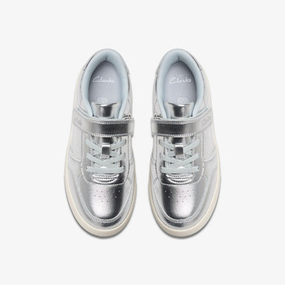 Clarks Kids Barley Step Kid Silver Metallic