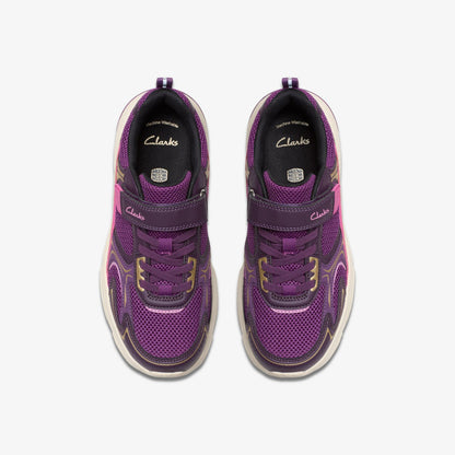 Clarks Kids Crafton Move Kid Purple Combination