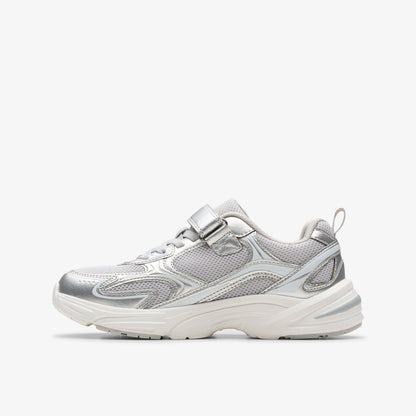 Clarks Kids Crafton Move Kid Silver Metallic