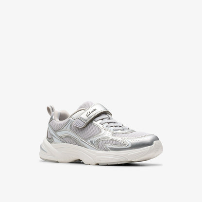 Clarks Kids Crafton Move Kid Silver Metallic