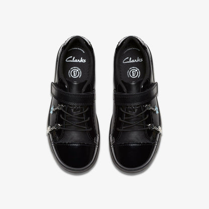 Clarks Kids Disco Charm Kid Black Leather