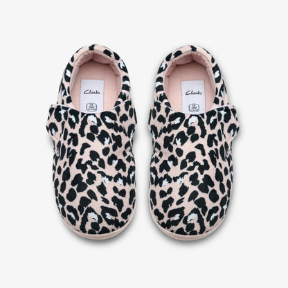 Clarks Kids Fluffy Snug Kid Blush Pink Print